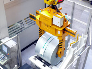 Coil tongs, coil tong, coil gripper, coil grab, telescope coil grab, horizontal coil tongs, tong for sheet coils, coil lifter, parallelogram coilgrab, parallelogram coiltongs, Coil Lifting & Handling Equipment, LOAD HANDLING DEVICES
