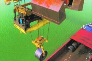 Coil tongs, coil tong, coil gripper, coil grab, telescope coil grab, horizontal coil tongs, tong for sheet coils, coil lifter, parallelogram coilgrab, parallelogram coiltongs, Coil Lifting & Handling Equipment, LOAD HANDLING DEVICES